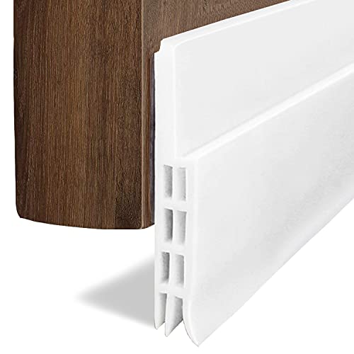 Door Draft Stopper for Exterior or Interior Doors, DBS001 Door Weather Stripping with 1mm Thick Strong Adhesive Waterproof Soundproof Door Bottom Seal (White)