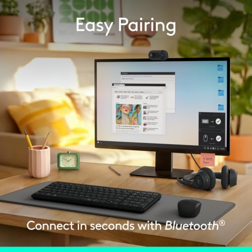 Image of Logitech K250 Bluetooth Keyboard with Numpad, Easy Connectivity, Compact Wireless Keyboard Made with Recycled Plastic, Spill-Resistant, Comfortable Keys - Windows /MacOS - Graphite