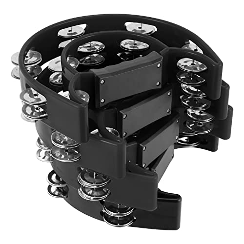 NAMYEUT 4 Stück Tambourine Schwarz, Plastik Zweireihiges Jingles...