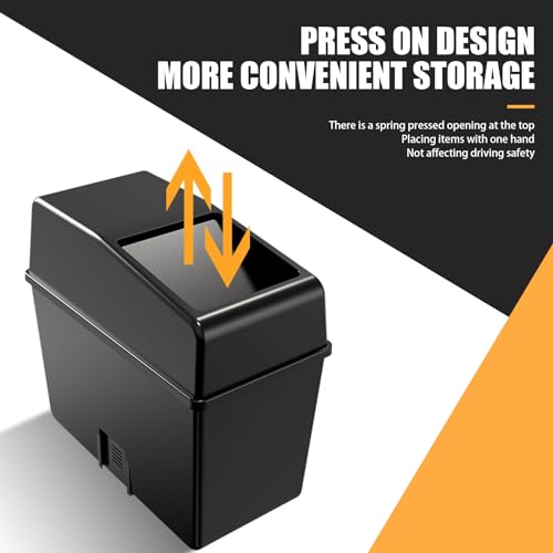 Image of Tesnaao Pack-1 Multifunctional Car Trash Can, 8.2 inch x 7.8 inch x 3.9 inch Waterproof Portable Plastic Vehicle Storage Accessories with Lid, Universal Automotive Trash Can for Office Home Truck SUV Car (Black)
