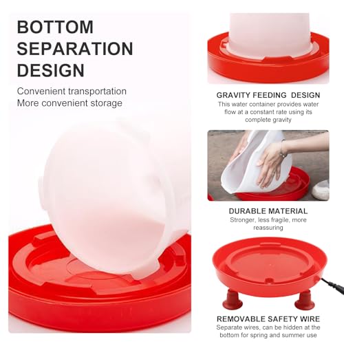 3L Chicken Waterer Heated for Winter Chicken Water Heater with Adjustable Leg Support 35W BPA-Free Heated Poultry Waterer Heavy Duty All in One Heated Waterer for Chicken Coop by GIFANK - Image 3