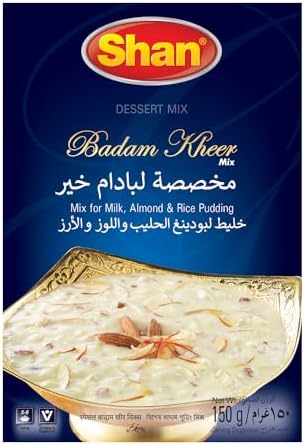 Shan Special Badam Kheer Traditional Dessert Mix 4.29 oz (150g) - Powder for Milk, Almond and Rice Pudding - Suitable for Vegetarians - Airtight Bag in a Box
