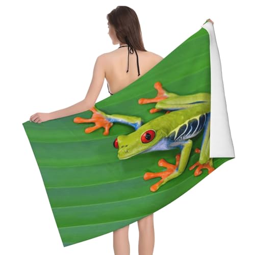 Serviette microfibre grenouille ultra douce et compacte imprimée feuilles vertes - 2