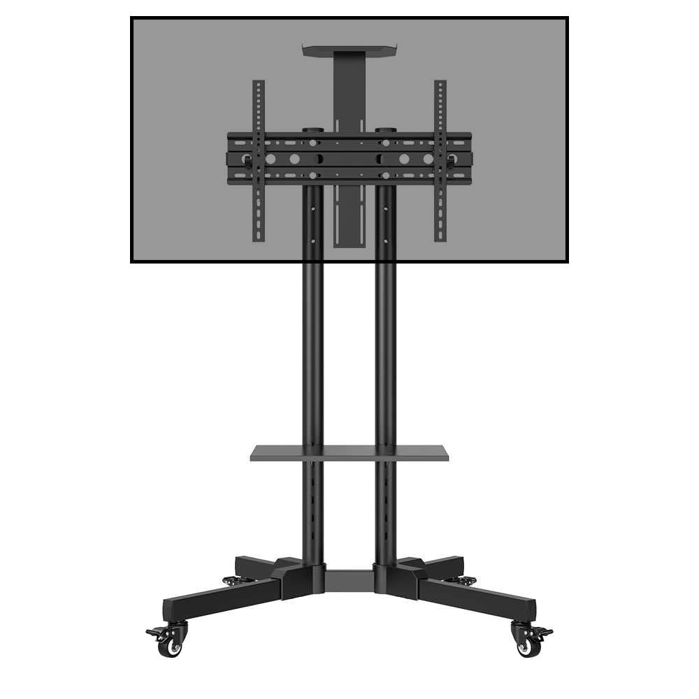 BIG VUE Mobile TV Cart with Wheels for 32-65 Inch LCD LED 4K Flat Screen TVs, Movable TV Floor Stand with Shelf Holds Up to 110 lbs | Adjustable Height Trolley Max VESA 600 x 400 mm-image-11