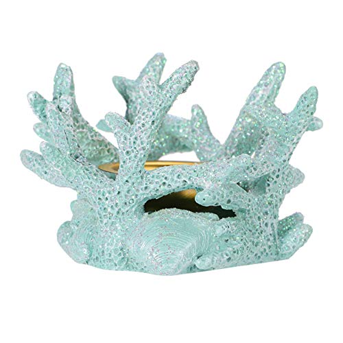 Healifty Coral Tealight Holder Pine Mediterranean Candle Holders Decorative Nautical Candle Cup Decoration for Home Party Coffee Shop Light Blue