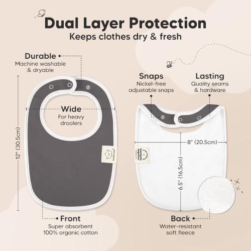 Image of KeaBabies 8-Pack Organic Baby Bibs for Drooling and Teething (Basics) | Soft Cotton Bibs for Baby Girl, Boy, Extra Absorbent, Easy to Clean & Put On, Toddler, Newborn, Infant 0-24 Months