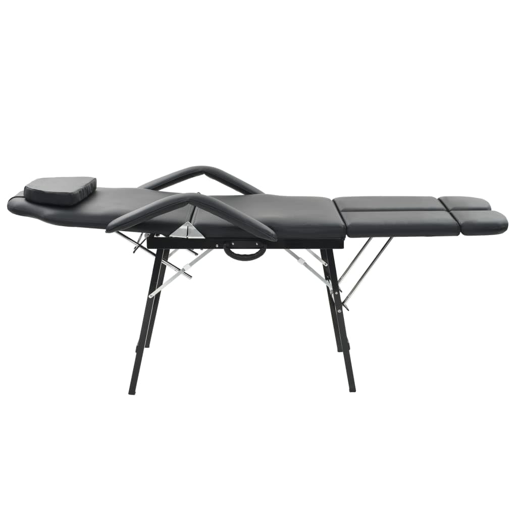 Refined Kosmetikliege Massageliege Massagebank Behandlungsstuhl Tragbarer Kosmetikstuhl Kunstleder 185x78x76 cm Schwarz