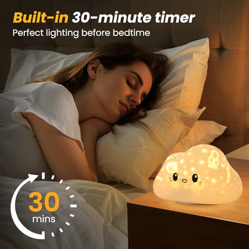 Zreal Cloud Light, Silicone Night Light with Projector, 3 Level Dimmable LED Nursery Nightlight, Rechargeable Cloud Lamp for Bedroom Office Christmas Birthday Women Men - Image 7