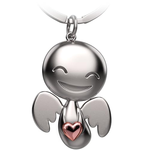 FABACH Schutzengel Schlüsselanhänger Happy mit Herz - Engel Glücksbringer Schlüsselanhänger Liebe - Geschenk Schutzengel Glücksbringer - Engel mit Herz als Geschenkidee für Freundin
