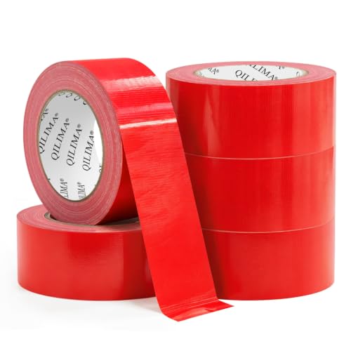 Image of QILIMA 5-Pack Red Duct Tape, Professional Grade Duct Tape for Photographers,Industrial, Professional Use, 2 Inch X 30 Yards