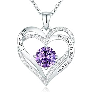 CDE Forever Love Heart Necklaces for Women, Wedding Anniversary, Birthday Mothers Day Gifts for Mom, Mother, Wife, Girlfriend, S925 Silver Jewelry with Birthstone Pendant