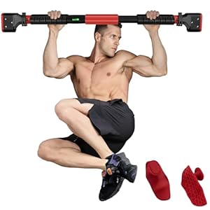 Pull Up Bar for Doorway, Adjustable Chin Up Bar with Smart Lock Mechanism, No Screws Strength Training Equipment for Home Gym Upper Body Workout, Fits Most Door Frames 28.5″- 37″