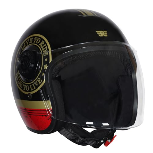 Image of ROYAL ENFIELD Copter Live to Ride Open FACE Helmet Black & Gold L