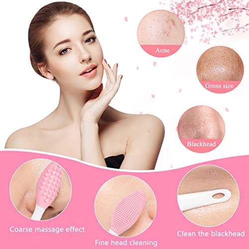 Lip Scrub Brush Silicone Facial Cleansing Brush -2Pcs Lip Exfoliator Brush, 2Pcs Face Scrubber Facial Cleansing Brush Blackhead Remover, 2Pcs Silicone Face Mask Brush Mask Applicator #TOP1