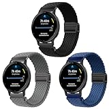 [SUGARJAR] 【3本セット】 編み込みストラップ Garmin Vivoactive 5/3/Luxe 42mm/HR、Venu/Venu 2Plus,Venu SQ/SQ2/SQ2 Music,ForeAthlete 55/245/645、20mm ナイロンストラップ対応 伸縮性のあるマグネット式バックル、通気性と耐久性に 調節可能、男女兼用のソフトスポーツウォッチストラップ