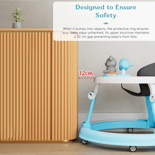 Image of StarAndDaisy Baby Walkers for 6-24 Month Baby Boy Girl /Baby Walker 7 Level Height Adjustment /Walker for Kids for 1 Years with Switchable Food & Musical Toy Tray - Sky Blue