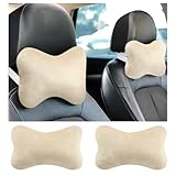 YGDMD 2PCS Car Headrest Pillow,Soft & Comfortable Car Neck Pillow for Driving Fatigue Relieve,All-Season Universal Cars Head Rest Pillows Automotive Interlor Accessorles for Cars (Beige/2PCS)