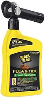 Black Flag Flea and Tick Killer Concentrate Yard Treatment, 32 Ounces, Ready To Spray, Quickflip Hose End Sprayer