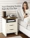 Pipishell Night Stand Set 2 with Charging Station, Farmhouse Bedside Table with 2 Drawers and Open Storage, Rustic End Table with AC Outlets & Type-C Ports for Bedroom, White & Brown, 2 Pack