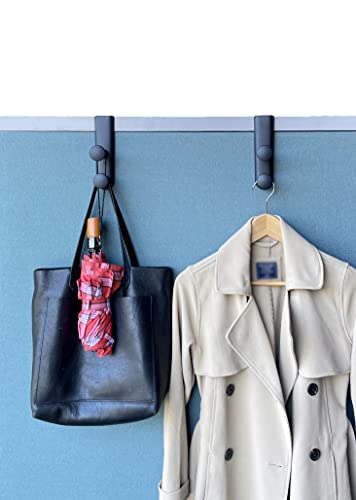 Tetra-Teknica Cubi-Pro Cwh03-2P Over-The-Panel Cubicle Wall Garment Hanger With Double Posts, 2 1/2" - 3" Panels, Black, 2 Per Pack #TOP2