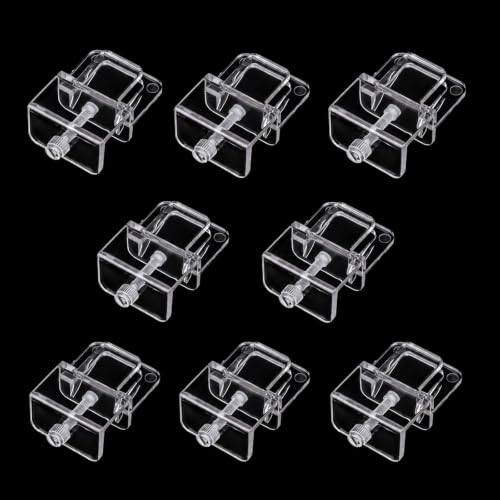 Image of NestBasics Aquarium lid Clips Fish Tank top Cover lid Support Holder Clip for Rimless or Rim Fish Tank (Transparent, 8pcs Fish Tank Hood Clips)