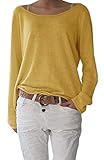  Damen Rundhalsausschnitt Langarm Lose Bluse Strickpulli Hemd Shirt Oversize Sweatshirt in vielen Trend Farben Tops S/M L/XL (632) (S/M, Senf)