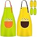 Grembiule da pittura da per bambini, 2 pezzi, impermeabile, per bambini, da dipingere, per scuola, pittura, cucina, pasto, attività di laboratorio, 6-9 anni (Giallo e Verde)