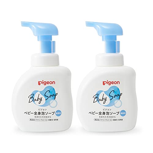 PIGEON Baby Foam Soap Wash Shower Gel and Shampoo 2 in 1 Foaming Soap for Baby Skin, 0 Months and Up, 16.9 Fl. Oz (Pack of 2)