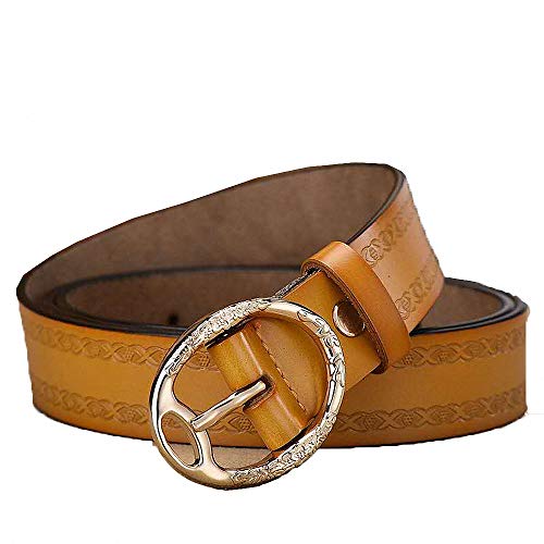 Women Leather Belt， Elastic Soft Wear-resistant Alloy Pin Buckle Ladies Belts for Jeans Pants