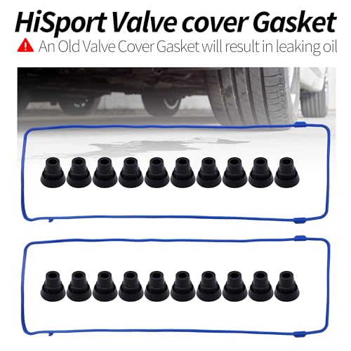 Image of HiSport VS50377R Valve Cover Gasket Seal - Compatible with Ford Crown Victoria E-150 Explorer F-150 F-250 Mustang Thunderbird Lincoln Town Car Mercury Cougar Grand Marquis 4.6L Engine 1991-2002