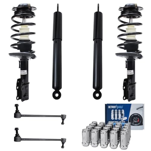 Image of Detroit Axle - 10pc Struts Shocks Kit for Chevrolet Malibu Maxx Pontiac G6 Saturn Aura, Front Struts with Coil Spring Sway Bars Wheel Lug Nuts Rear Shock Absorbers Replacement Suspension