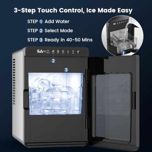 Image of Electactic 2.17 inch Clear Ice Ball Maker Countertop, Sphere Ice Maker Machine, 2Pcs Ready in 40Mins, 72 Pcs /Day, 8H Timer, Self-Cleaning, Round Ice Cube Maker for Home Bar Whiskey & Bourbon