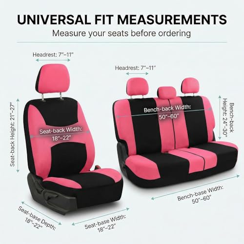 Image of FH Group Car Seat Covers Full Set Cloth - Universal Fit,Automotive Seat Covers,Low Back Front Seat Covers,Airbag Compatible,Split Bench Rear Seat,Washable Car Seat Cover for SUV,Sedan,Van Pink