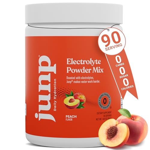 JUNP Electrolytes Powder No Sugar No Carbs Orchard Fresh Juicy Peach Keto Electrolyte Drink Mix Potassium & Salt Hydration Powder Electrolytes Zero Calorie Sugar Free Electrolyte Powder 90 Servings