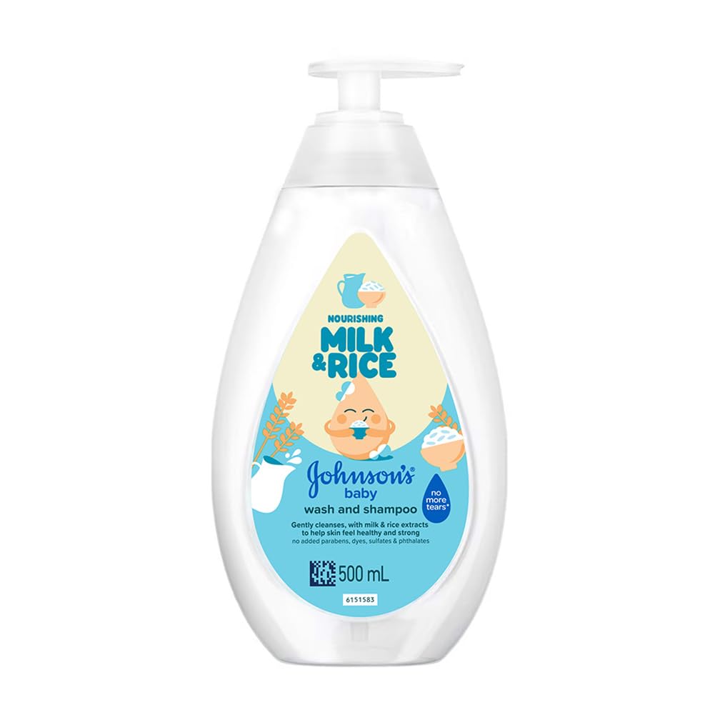 Johnson’s Baby Nourishing Milk & Rice Wash & Shampoo | 2‑in‑1 Gentle Cleanser for Newborn Hair & Skin | No More Tears | 500 ml-image-32