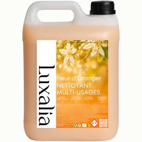 Nettoyant Sol & Multi-Usages Fleur d'Oranger - Idéal pour Sols, Plans de Travail, Surfaces Plastiques ou Peintures - Hautement Parfumé & Ultra Efficace - 5...