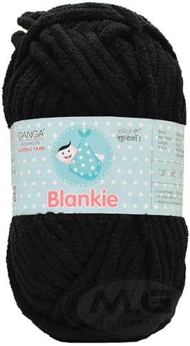 Image of M.G ENTERPRISE Knitting Yarn Thick Chunky Wool, Blankie Black 200 GMS Best Used with Knitting Needles-LO Art-AEII