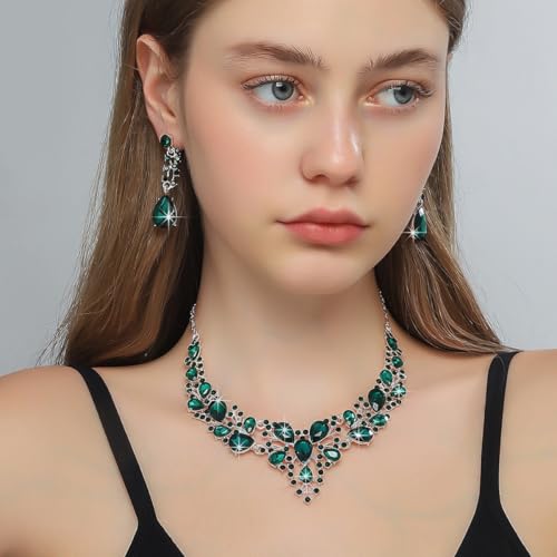 Image of Shining Diva Fashion Stylish Design Fancy Crystal Necklace Jewellery Set for Women | Trendy Celebrity Inspired Jewellery