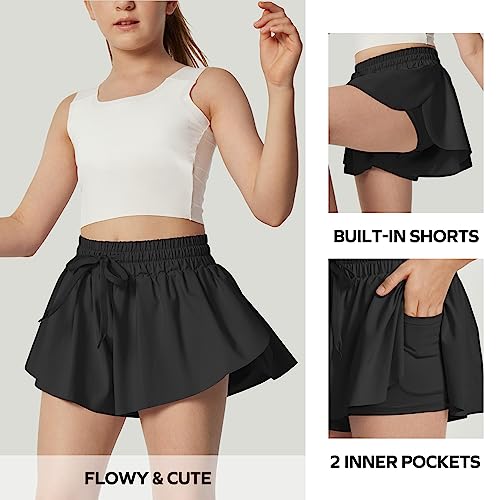 Ewedoos 2 in 1 Flowy Shorts Girls Butterfly Athletic Shorts Size 10-12 Cute Preppy Trendy Shorts Skirt for Teen Girls3
