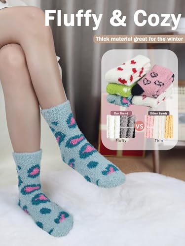 Image of Ginmewrae Fuzzy Socks for Women, Mothers Day Gifts Cozy Warm Fluffy Socks Thick Slipper Socks Birthday Valentine's Day Gifts