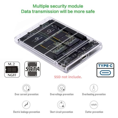 Adaptador Combo JBOD SSD M.2 NGFF SATA 2 en 1 con Caja USB C 2.5" miniatura 6