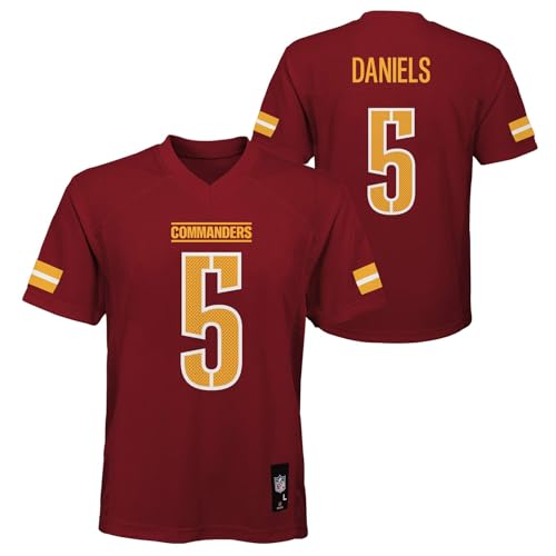 Outerstuff Jayden Daniels #5 Washington Replica Player Jersey - Youth Boys (8-20) (US Numeric 10 12 Regular Commanders - Burgundy)