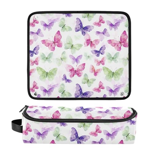 Bolsa de viaje blanca con diseño acuarela mariposa para herramientas de cabello caliente, organizador para planchas, rizadores, secadores y accesorios de peinado miniatura 3
