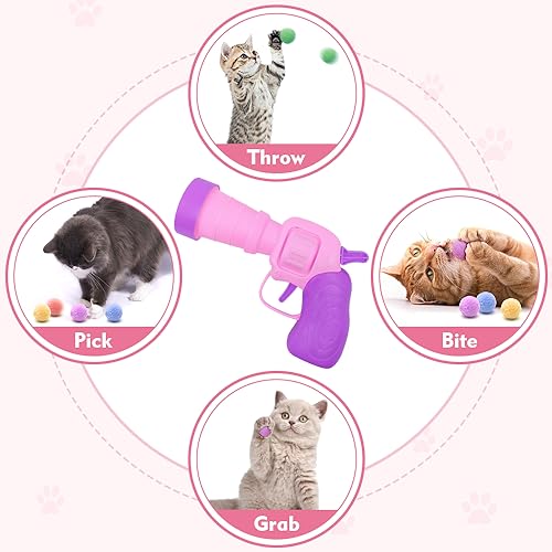Cat Ball Launcher Toy Gun with 50 Pcs Pom Pom Balls, Cute Indoor Interactive Toys for Kitten Self Play, Ball Shooter for Training and Playing - Image 6