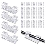 URAQT Kabelclips, 64 Stück Selbstklebende Kabelhalter, Kabelführung Kabel Organizer mit 80 Doppelseitige Klebstoff, Vielzwecke Kabelklemme Set für Auto Zuhause Büro (Transparent)