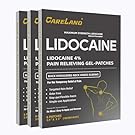 CARELAND Lidocaine Gel Patch, 18 Count Maximum Strength Pain Patches for Muscle Relief in Neck Knee Back and Shoulders Unscented Numbing Patch for Soothing Nerves, Joints
