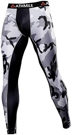 Athmile Men's Sports Compression Cool Dry Pants Workout Tights Running Base layer Leggings&Shirts for Hiking,Marathon,Basketball,Exercise and Fitness