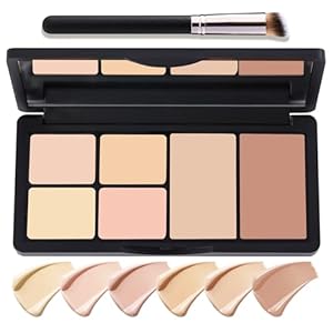 6 Colors Correcting Concealer Cream Contour Palette,Long Lasting Concealer Cream Makeup Palettes with Concealer Brush,Multi-purpose Contouring Liquid Foundation Makeup Kit