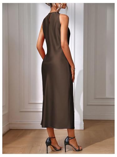 Image of Floerns Women's Elegant Sleeveless Crew Neck Maxi Dress Slit Cocktail Tank Dress