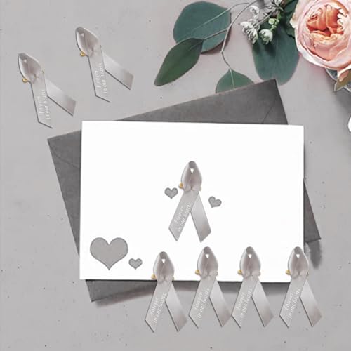 CRAFFANCY WANDIC 100pcs Grey Ribbon Pins Parkinson Awareness Badges Brain Tumor Brooch Memorial Ribbon Badges in Forever in Our Hearts for Funeral Mourning Event Bereavement Remembrance - Image 3